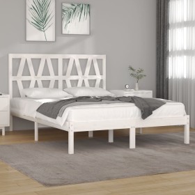 Estructura de cama de madera maciza de pino blanco 140x190