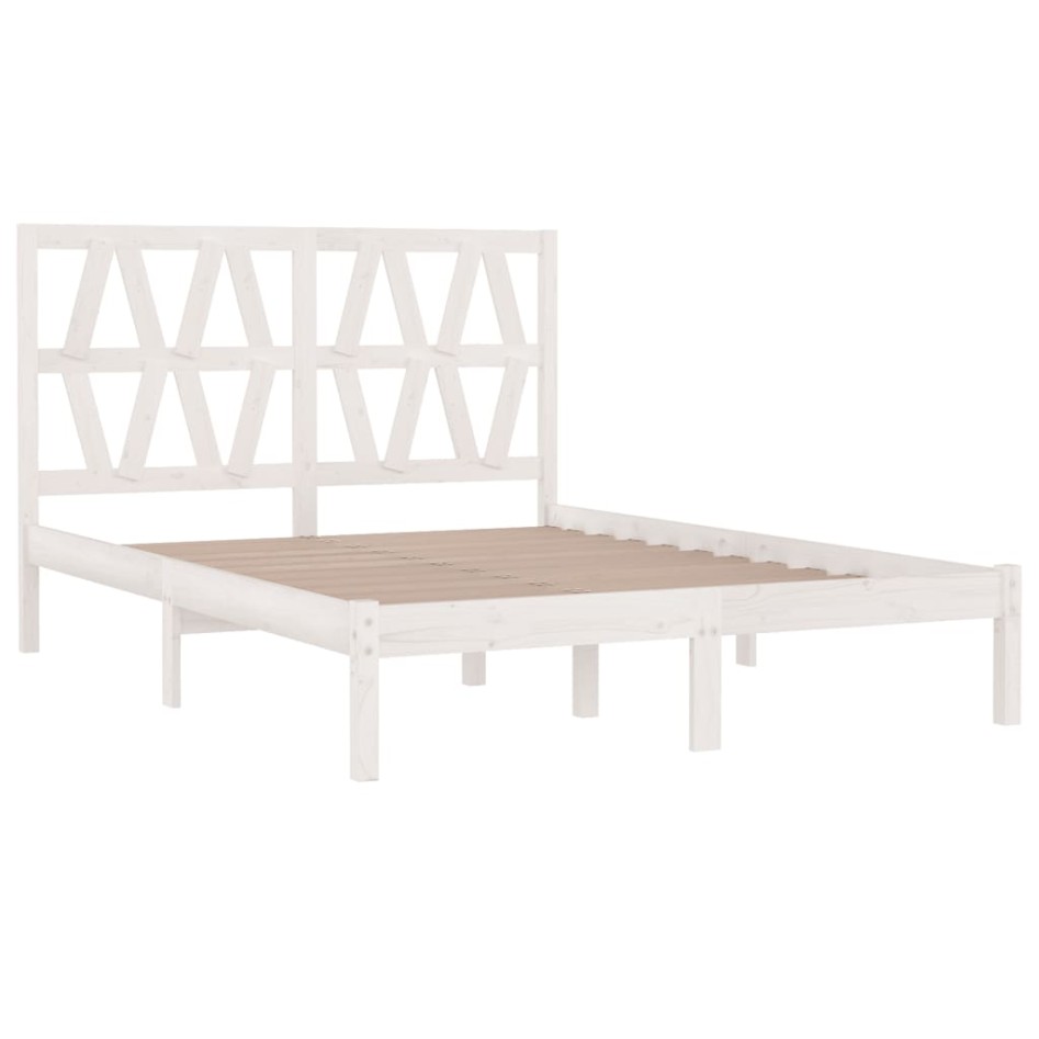 Estructura de cama de madera maciza de pino blanco 140x190