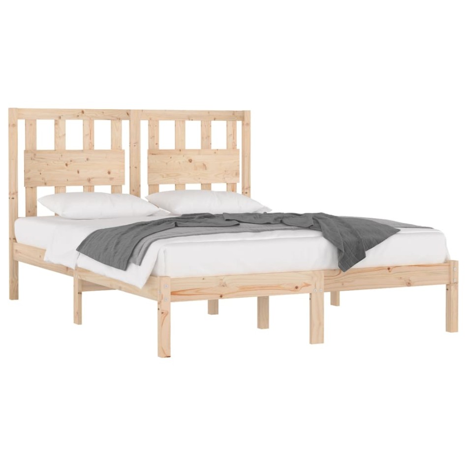 Estructura de cama de madera maciza de pino 200x200