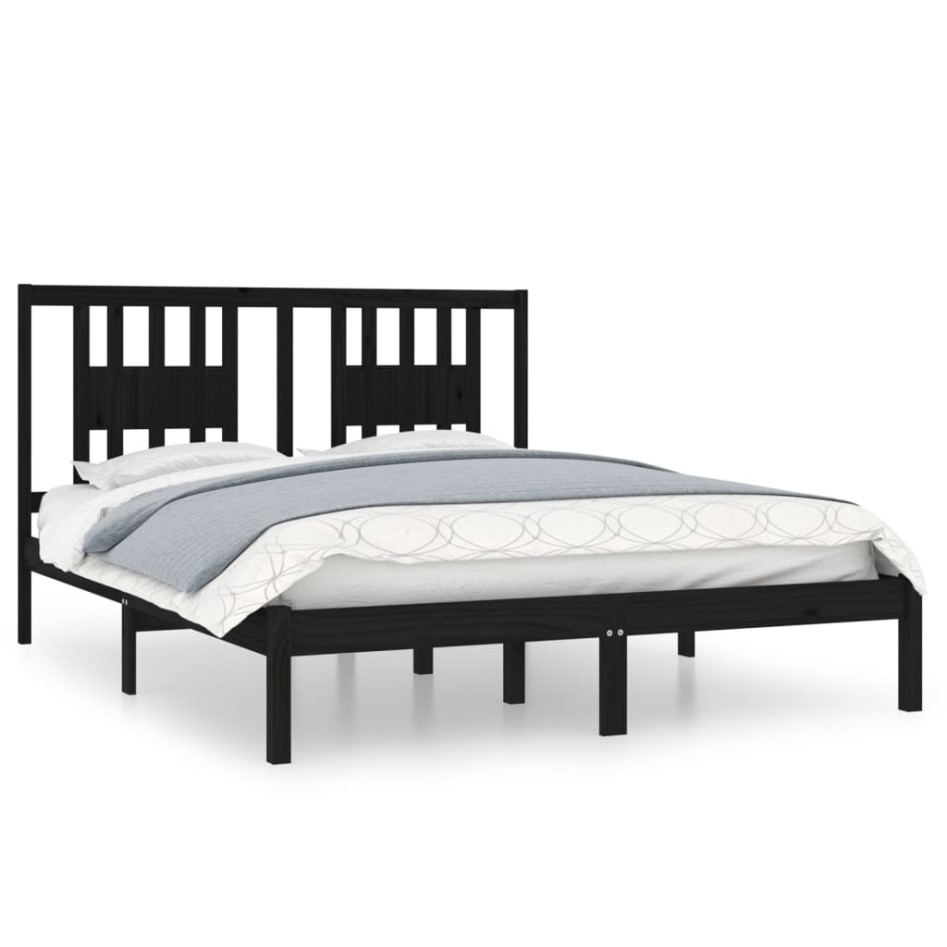 Estructura de cama de madera maciza de pino negro 140x200