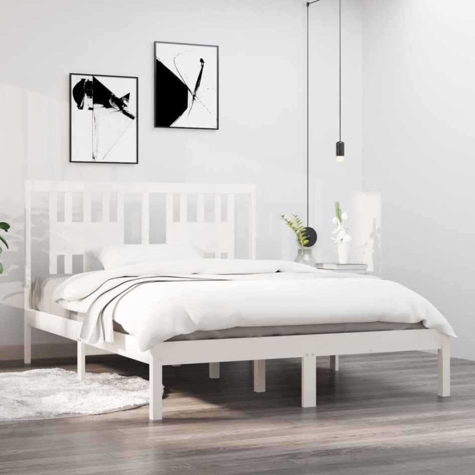 Estructura de cama madera maciza de pino blanco 120x200