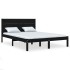 Estructura de cama de madera maciza de pino negra 140x200