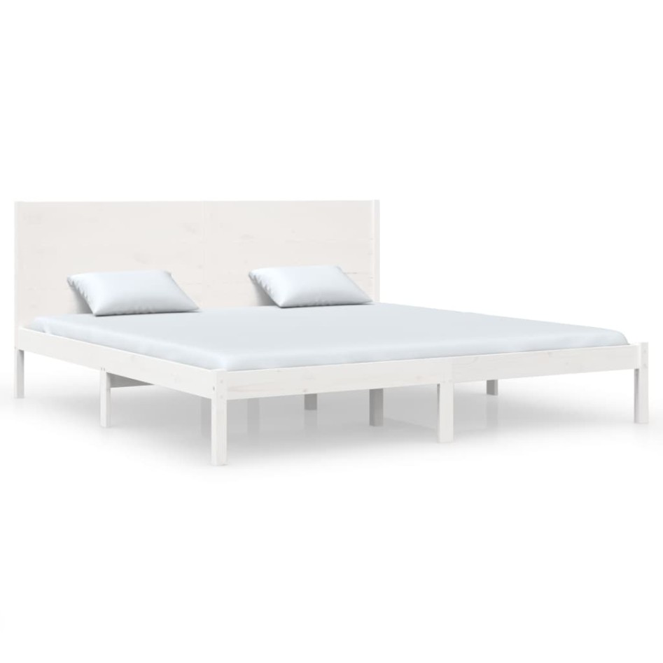 Estructura de cama madera maciza blanco Supe King 180x200