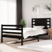 Estructura de cama madera maciza de pino negra 90x200 cm