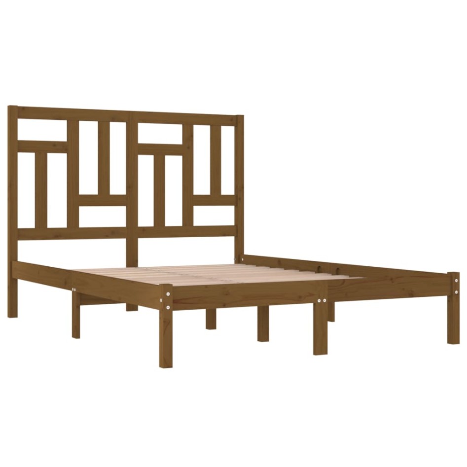Estructura de cama madera maciza de pino marrón miel 120x200
