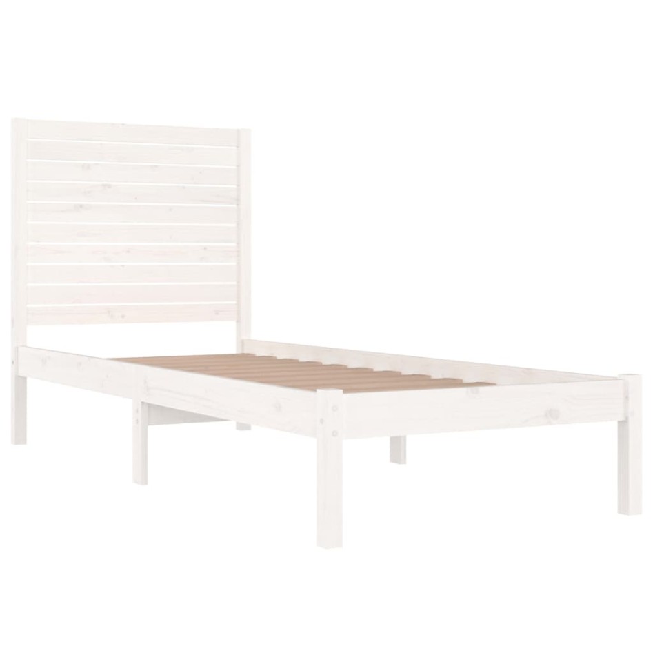 Estructura de cama madera maciza individual blanco 75x190