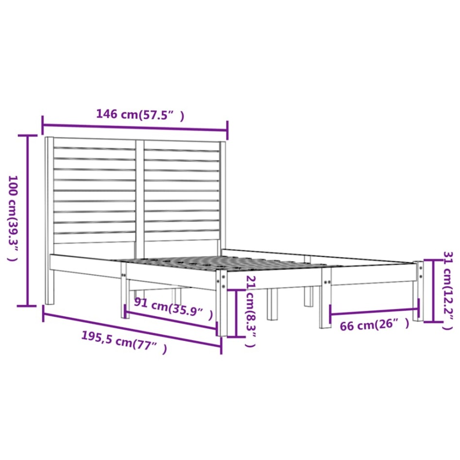 Estructura de cama madera maciza de pino 140x190