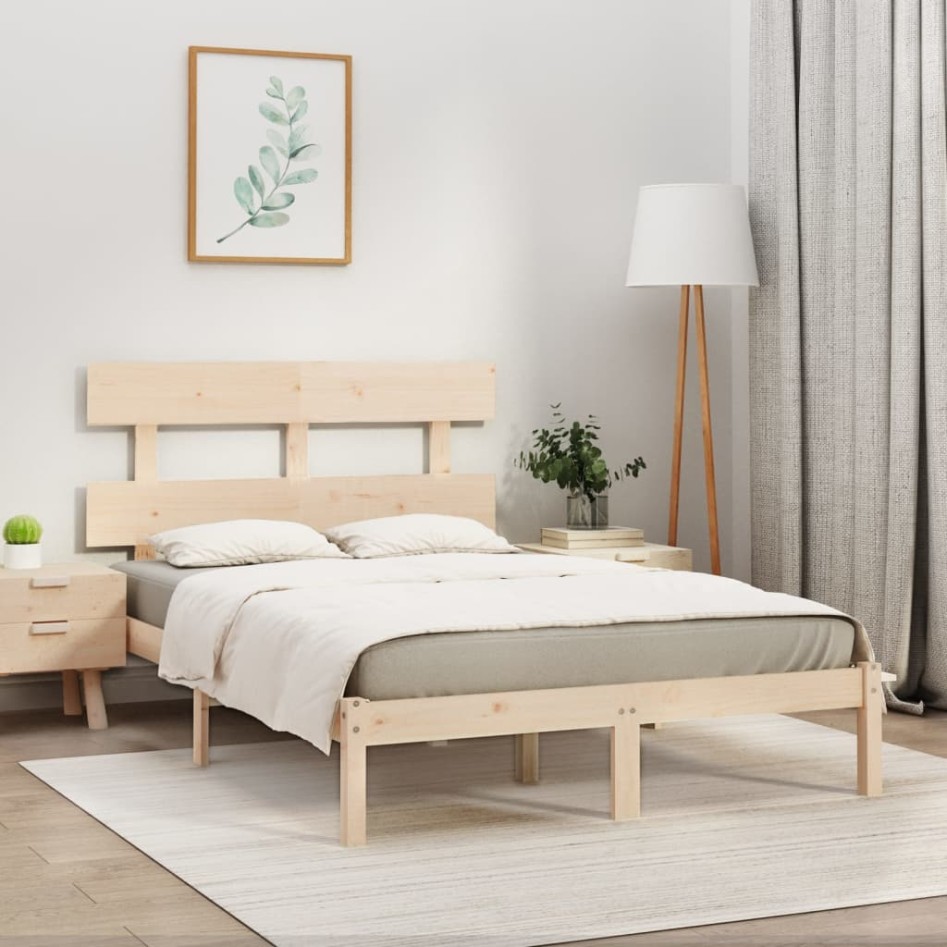 Estructura de cama de madera maciza 200x200