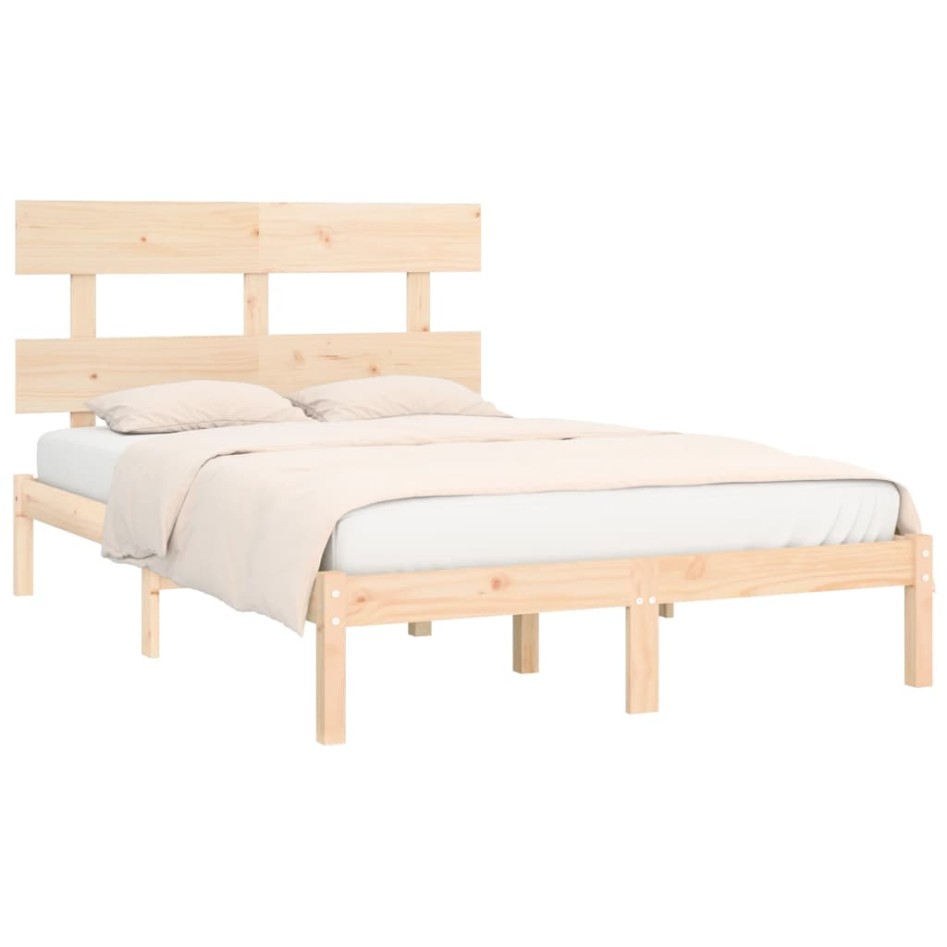 Estructura de cama de madera maciza 200x200