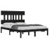 Estructura de cama de madera maciza negra 140x200