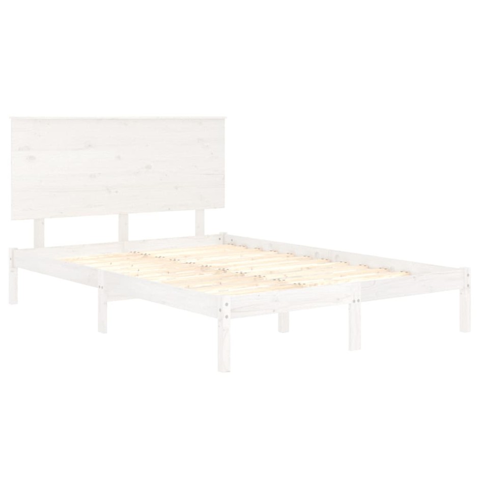 Estructura de cama de madera de pino maciza blanca 140x200