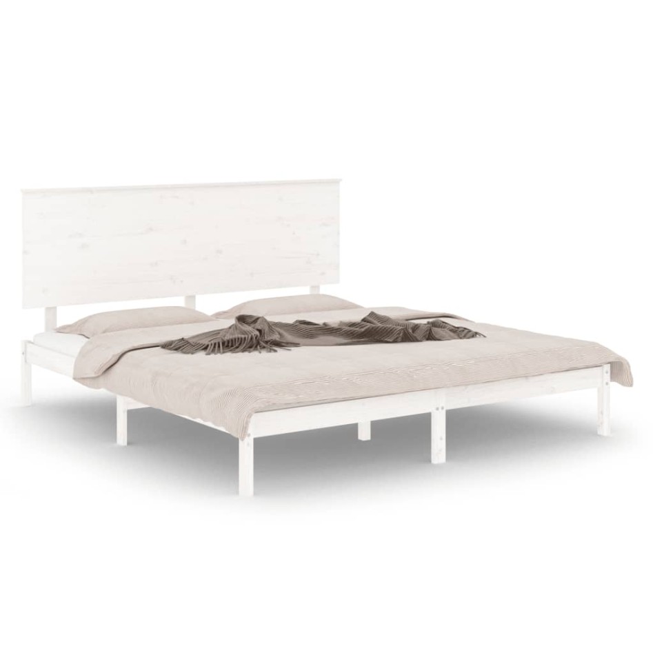 Estructura de cama madera maciza blanco Supe King 180x200