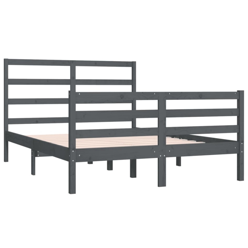 Estructura de cama madera maciza de pino doble gris