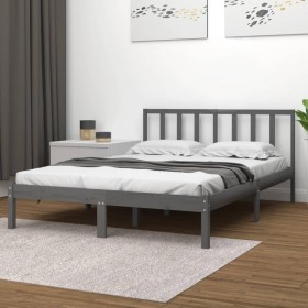 Estructura de cama madera maciza de pino gris 120x200