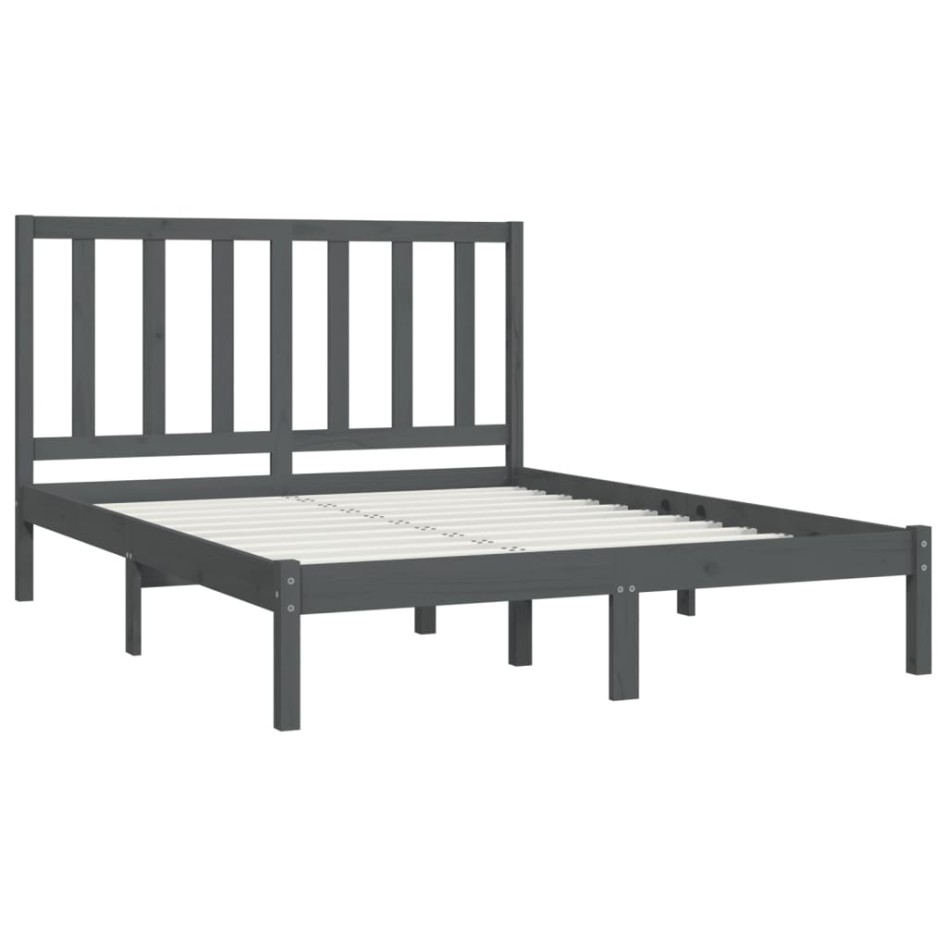 Estructura de cama de madera maciza de pino gris 160x200
