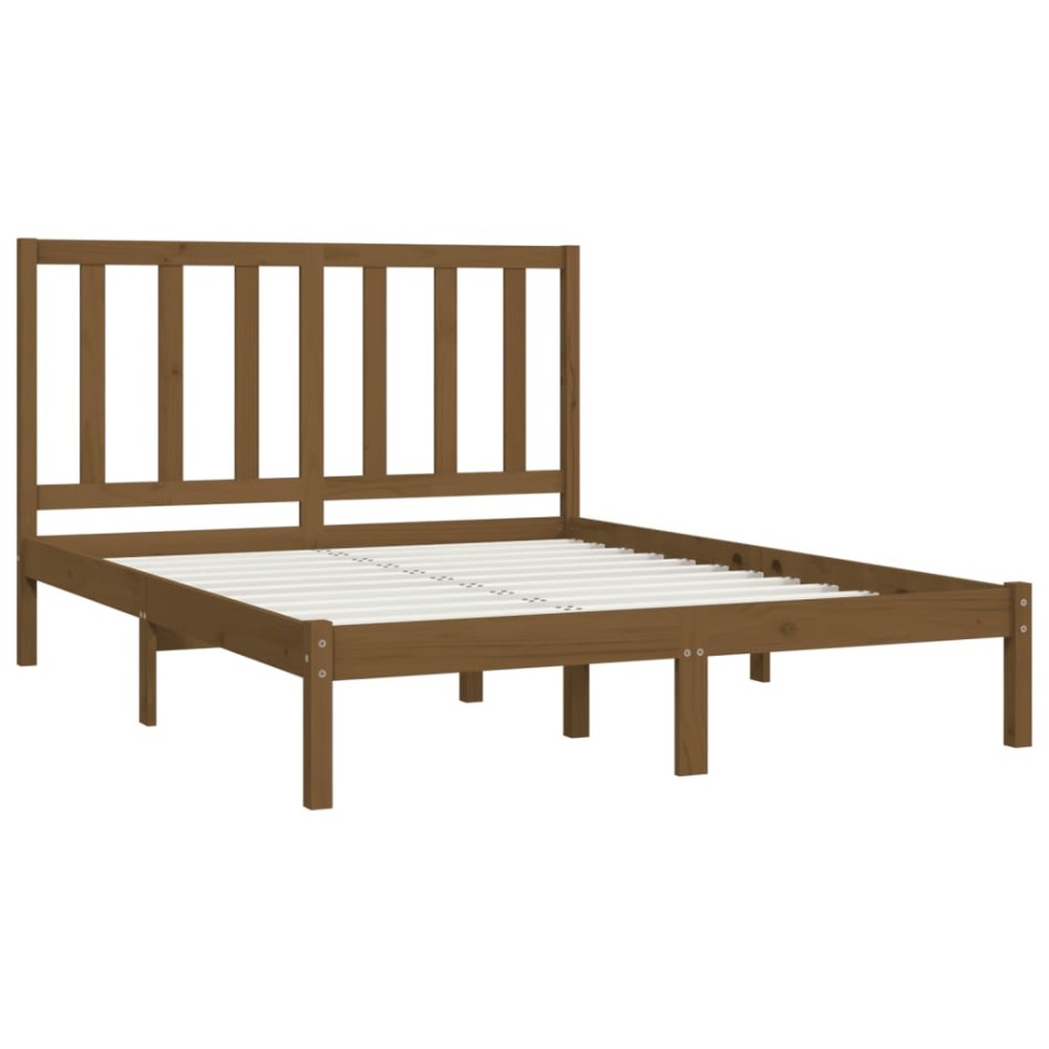 Estructura de cama madera maciza de pino marrón miel 120x200