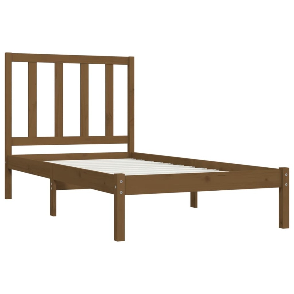 Estructura de cama madera maciza pino marrón miel 100x200