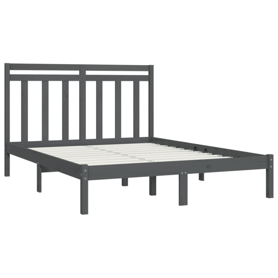 Estructura de cama de madera maciza de pino gris 160x200