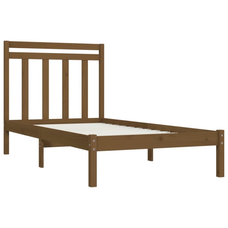 Estructura de cama madera maciza marrón miel 100x200