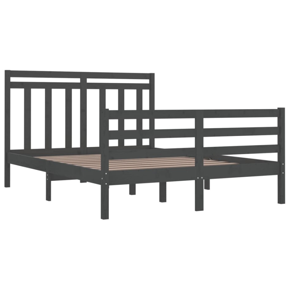 Estructura de cama de madera maciza gris 140x200