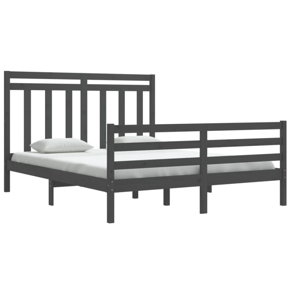 Estructura de cama de madera maciza de pino gris 160x200