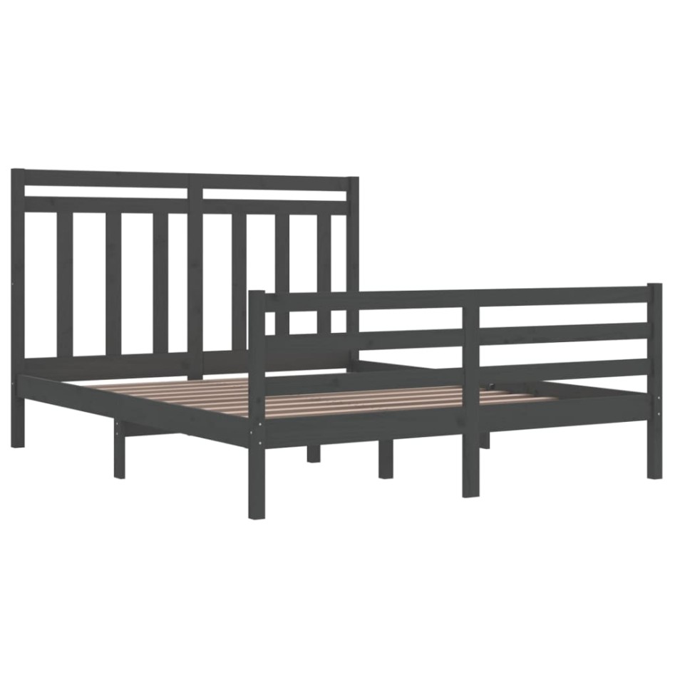 Estructura de cama de madera maciza de pino gris 160x200