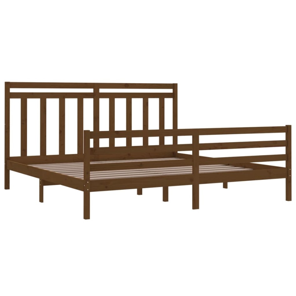 Estructura de cama madera maciza de pino marrón miel 200x200