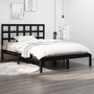 Estructura de cama de madera maciza negra 140x190 cm