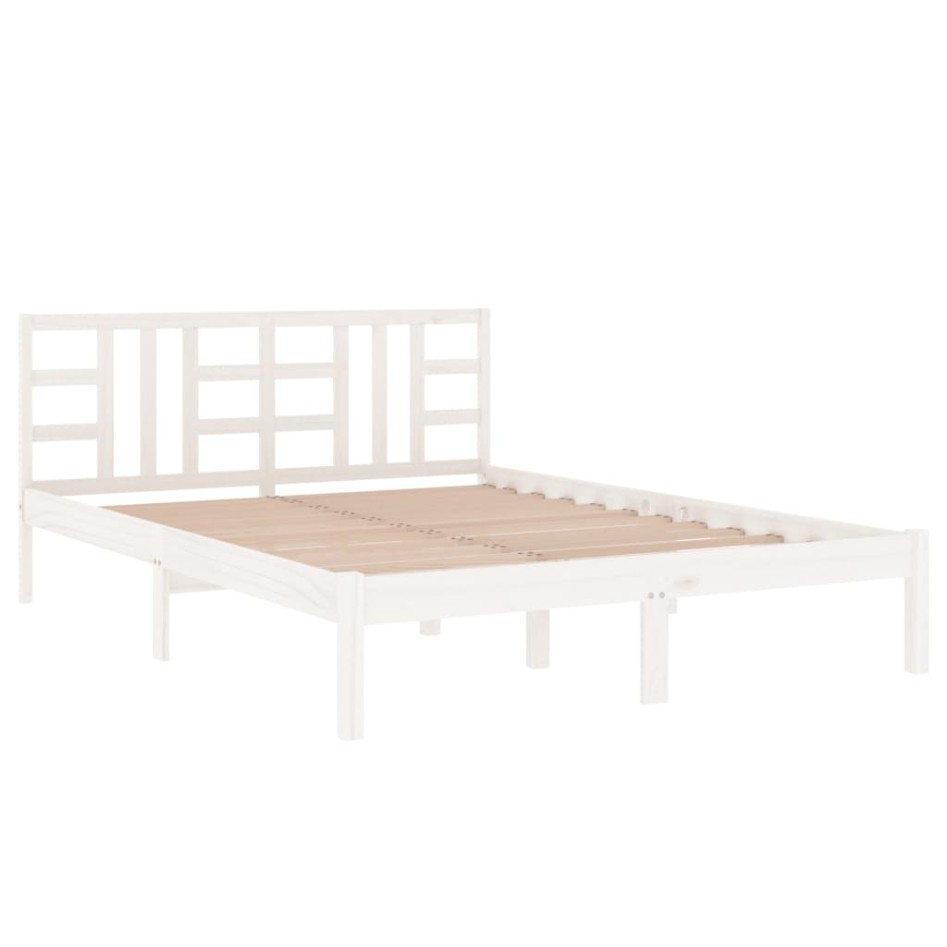Estructura de cama madera maciza blanco Supe King 180x200