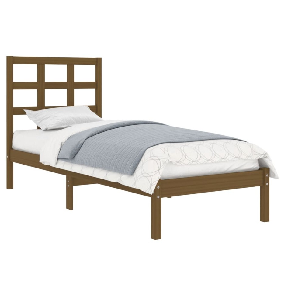 Estructura de cama madera maciza marrón miel 100x200