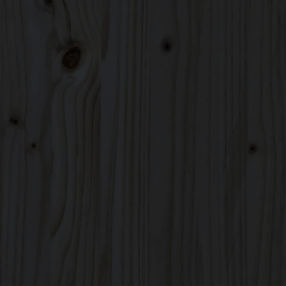 Estructura de cama de madera maciza de pino negra 200x200