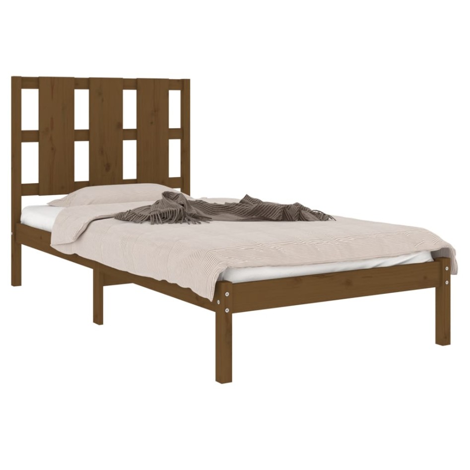 Estructura de cama madera maciza pino marrón miel 100x200