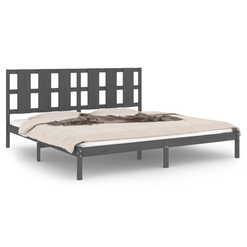 Estructura de cama de madera maciza de pino gris 200x200