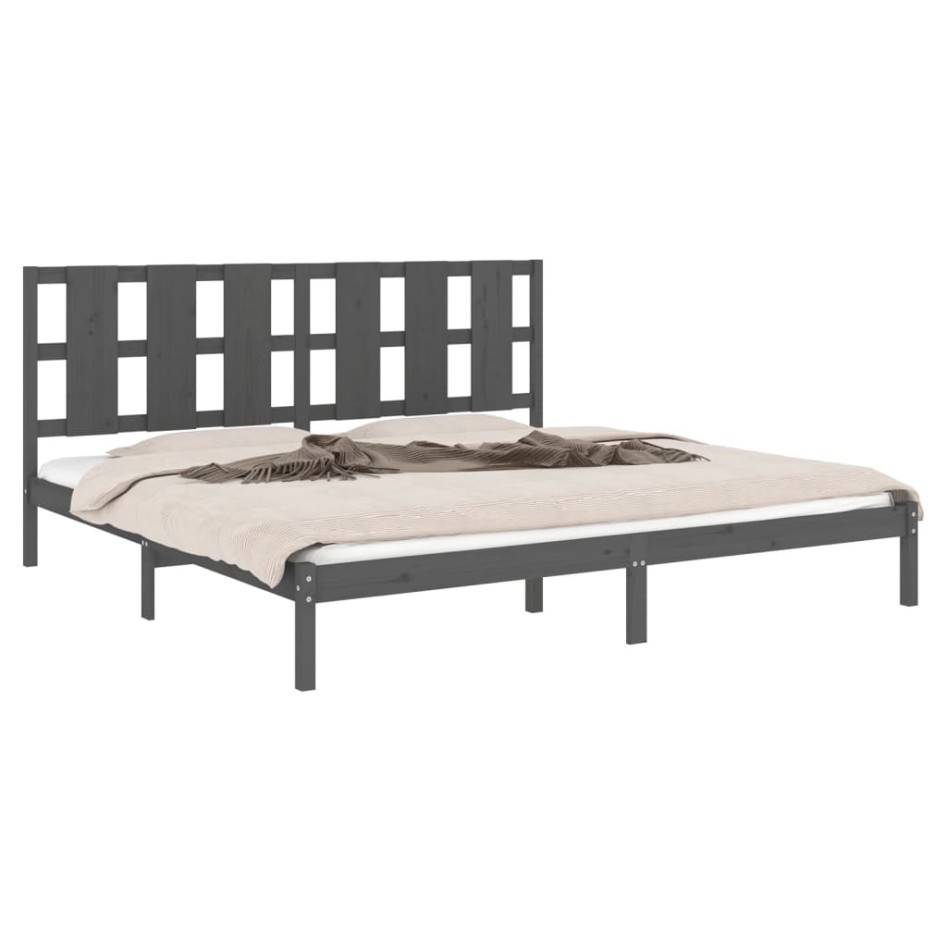 Estructura de cama de madera maciza de pino gris 200x200