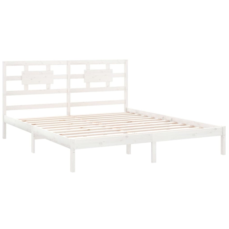 Estructura de cama madera maciza blanco Supe King 180x200