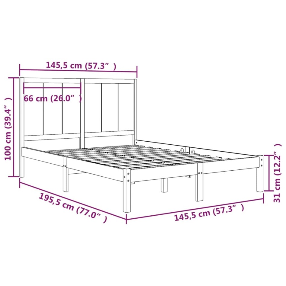 Estructura de cama madera maciza de pino 140x190