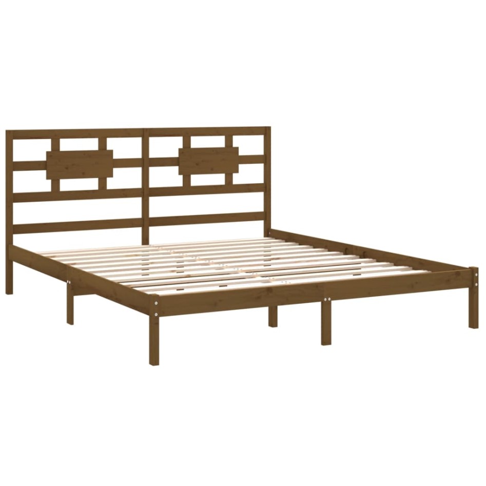 Estructura de cama madera maciza de pino marrón miel 200x200