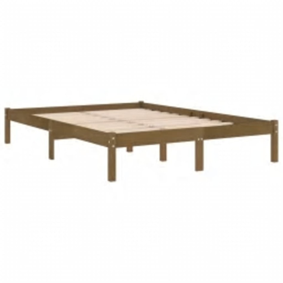 Estructura de cama madera maciza de pino marrón miel 200x200
