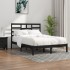 Estructura de cama de madera maciza negra 140x200