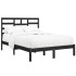 Estructura de cama de madera maciza negra 140x200