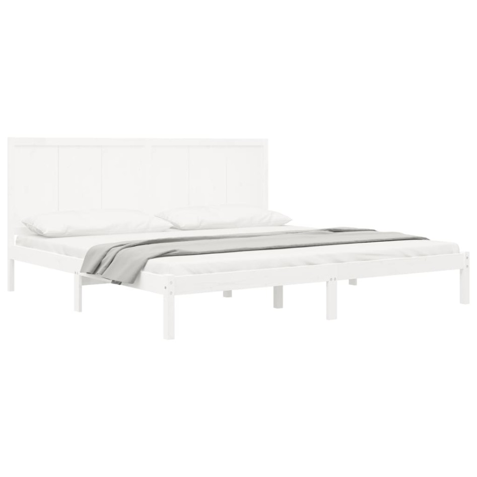 Estructura de cama madera maciza blanco Super King 180x200