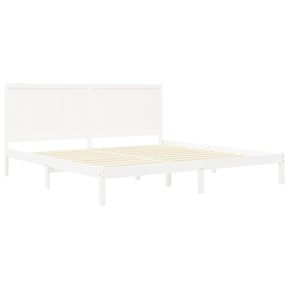 Estructura de cama madera maciza blanco Super King 180x200