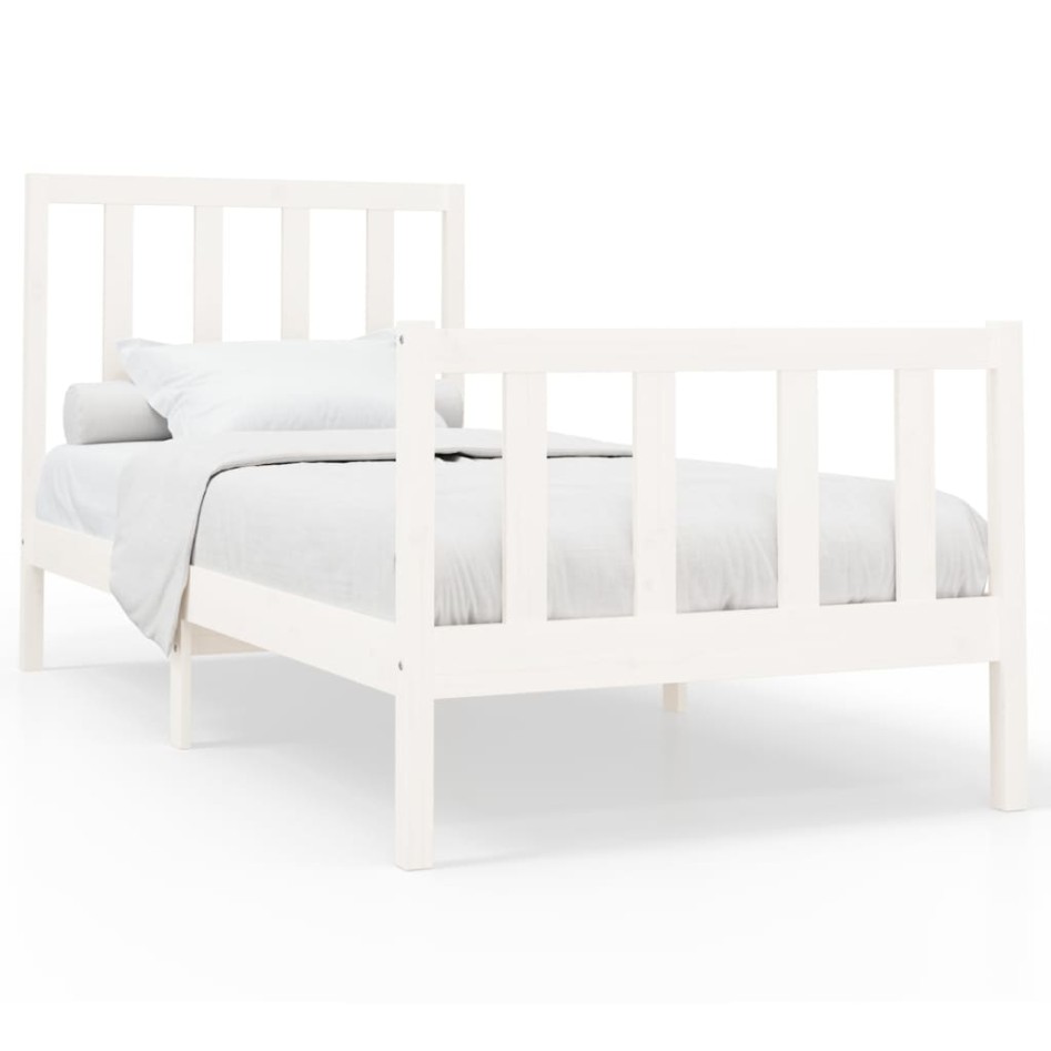 Estructura de cama madera maciza de pino blanco 90x200