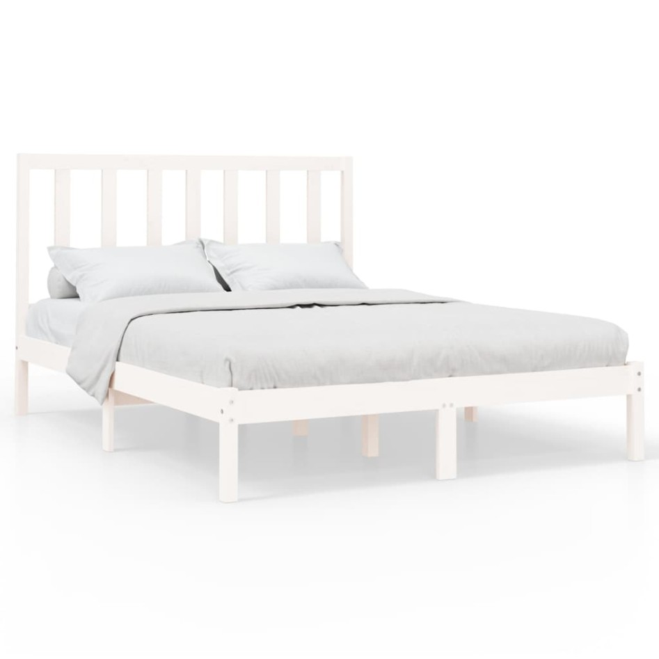 Estructura de cama madera maciza blanca 120x200