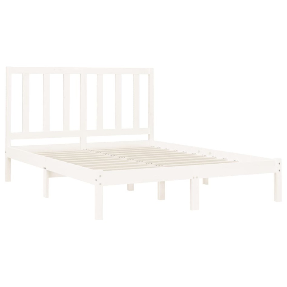 Estructura de cama madera maciza blanca 120x200