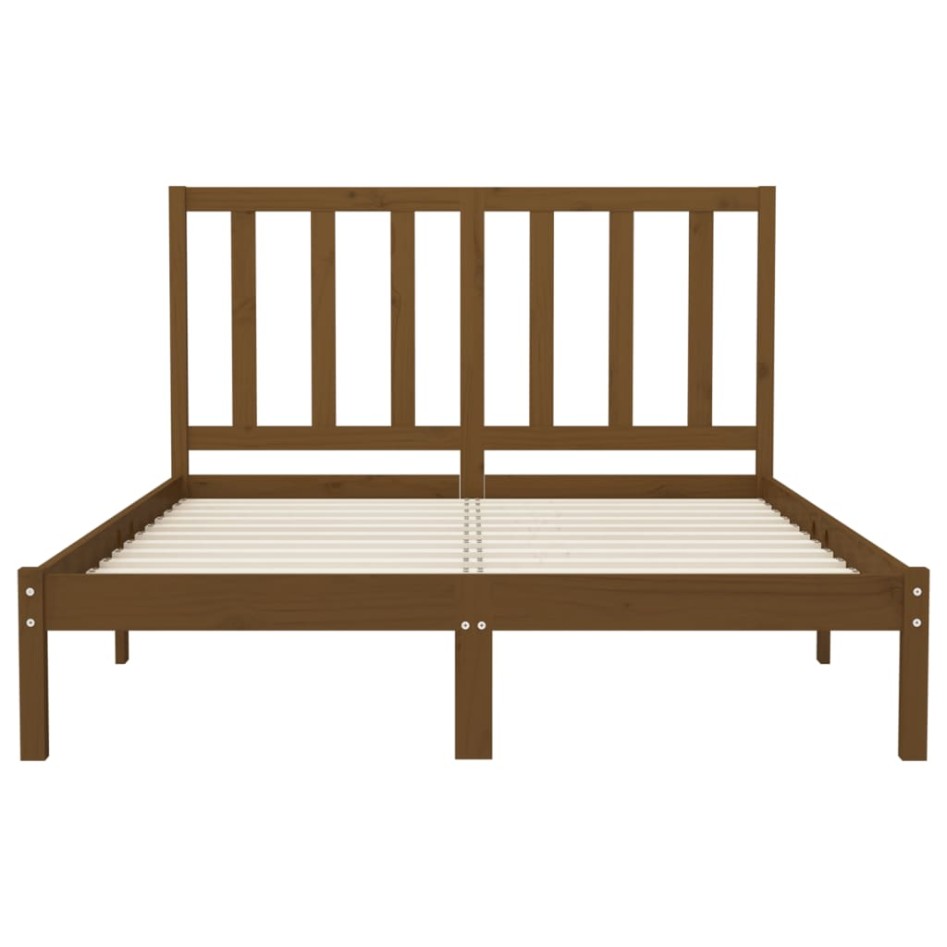Estructura de cama madera maciza de pino marrón miel 120x200