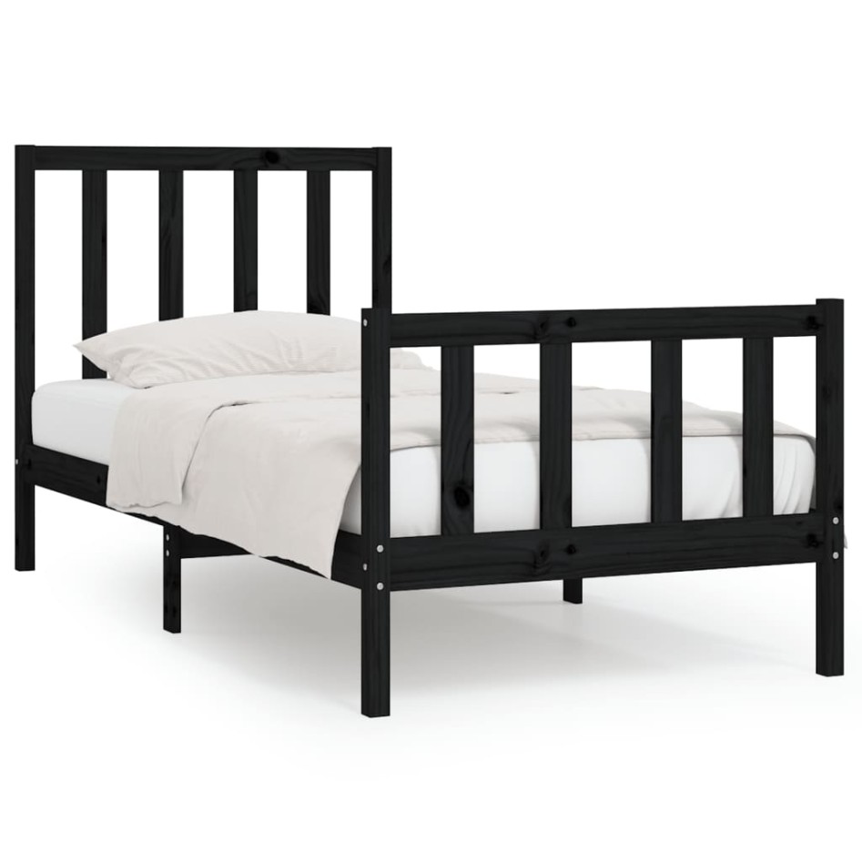 Estructura de cama madera maciza negro 90x200