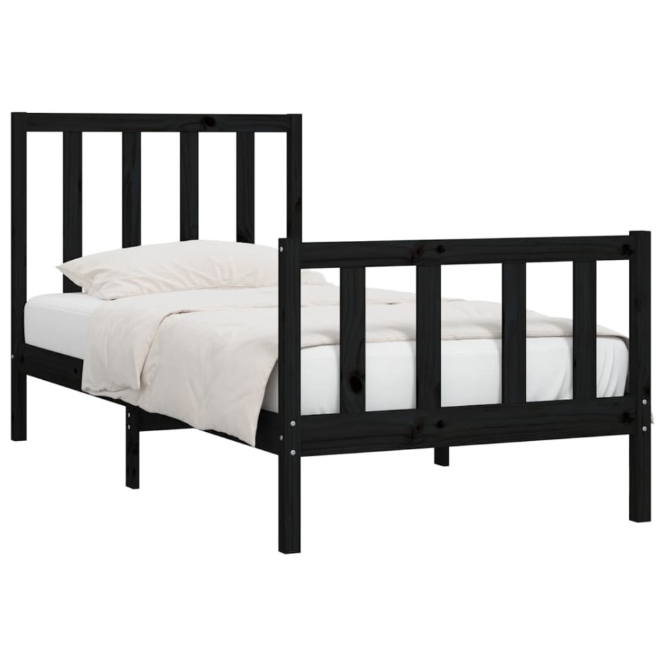 Estructura de cama madera maciza negro 90x200