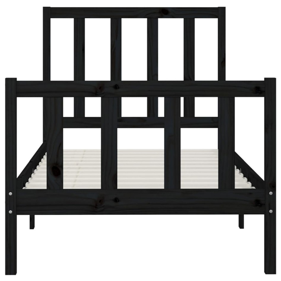 Estructura de cama madera maciza negro 90x200
