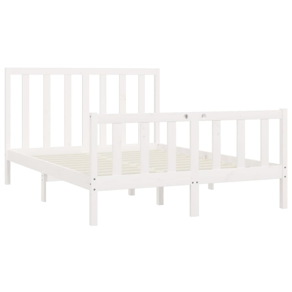 Estructura de cama de madera maciza blanca 140x200